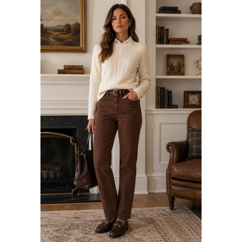 Kut from the Kloth Sienna High Rise Straight Leg Brown Jeans Womens Size 2